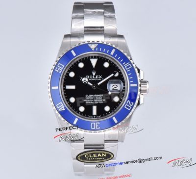 Clean Factory Rolex Submariner Super Clone Black Dial Blue Bezel 3235 Watch